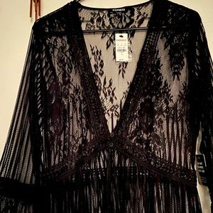 Express Black Lace Coverup